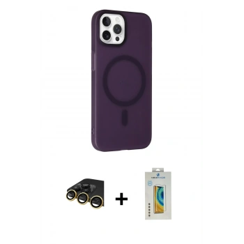 MARSİLYAN™- iPhone 14 Pro Kılıf Çekirdek Modern Prime - Siyah Polymer Nano Ekran Koruyucu + Raze Metal Kamera Lens - GD