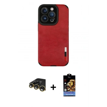 MARSİLYAN™- iPhone 14 Pro Kılıf Doruk Asil Koleksiyonu - Siyah Buffer Hayalet Cam Ekran Koruyucu + Raze Metal Kamera Lens - GD