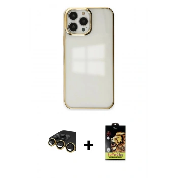MARSİLYAN™- iPhone 14 Pro Kılıf Doruk Doku Prime - Siyah Buffer Cam Ekran Koruyucu + Raze Metal Kamera Lens - GD