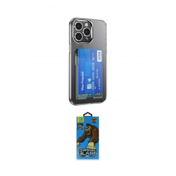 MARSİLYAN™- iPhone 14 Pro Kılıf Doruk Klasik Koleksiyonu - Siyah 18D Cam Ekran Koruyucu