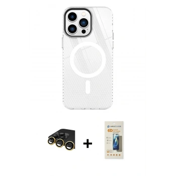 MARSİLYAN™- iPhone 14 Pro Kılıf Doruk Prime - Siyah 6D Mat Seramik Hayalet Nano Ekran Koruyucu + Raze Metal Kamera Lens - GD