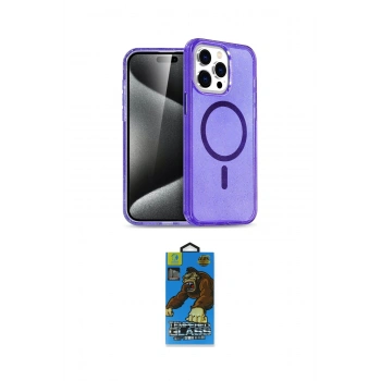 MARSİLYAN™- iPhone 14 Pro Kılıf Eksen Doku Koleksiyonu - Siyah 18D Cam Ekran Koruyucu