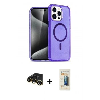 MARSİLYAN™- iPhone 14 Pro Kılıf Eksen Doku Koleksiyonu - Siyah 6D Mat Seramik Hayalet Nano Ekran Koruyucu + Raze Metal Kamera Lens - GD