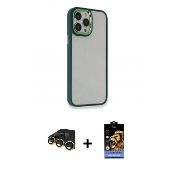 MARSİLYAN™- iPhone 14 Pro Kılıf Eksen Doku Prime - Siyah Buffer Hayalet Cam Ekran Koruyucu + Raze Metal Kamera Lens - GD