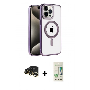 MARSİLYAN™- iPhone 14 Pro Kılıf Eksen Form Koleksiyonu - Siyah 20D Premium Cam Ekran Koruyucu + Raze Metal Kamera Lens - GD