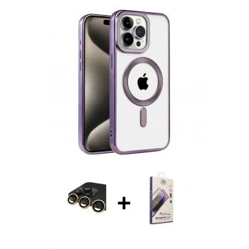 MARSİLYAN™- iPhone 14 Pro Kılıf Eksen Form Koleksiyonu - Siyah Bilvis 3D Mat Cam Ekran Koruyucu + Raze Metal Kamera Lens - GD