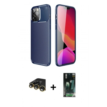 MARSİLYAN™- iPhone 14 Pro Kılıf Eksen Form Prime - Siyah 360 Mat Full Body Arka Koruyucu + Raze Metal Kamera Lens - GD