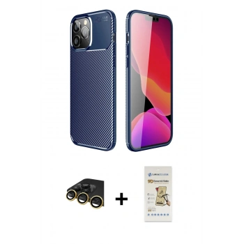 MARSİLYAN™- iPhone 14 Pro Kılıf Eksen Form Prime - Siyah Mat Seramik Nano Ekran Koruyucu + Raze Metal Kamera Lens - GD