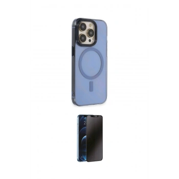 MARSİLYAN™- iPhone 14 Pro Kılıf Eksen Işık Prime - Siyah 3D Antistatik Hayalet Cam Ekran Koruyucu
