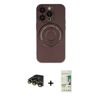 MARSİLYAN™- iPhone 14 Pro Kılıf Eksen Klasik Prime - Siyah 20D Premium Cam Ekran Koruyucu + Raze Metal Kamera Lens - GD
