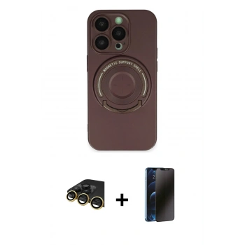 MARSİLYAN™- iPhone 14 Pro Kılıf Eksen Klasik Prime - Siyah 3D Antistatik Hayalet Cam Ekran Koruyucu + Raze Metal Kamera Lens - GD