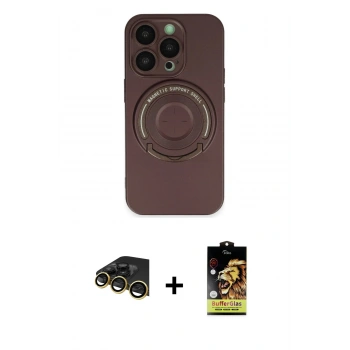 MARSİLYAN™- iPhone 14 Pro Kılıf Eksen Klasik Prime - Siyah Buffer Cam Ekran Koruyucu + Raze Metal Kamera Lens - GD