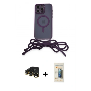 MARSİLYAN™- iPhone 14 Pro Kılıf Eksen Özel Seri - Siyah 6D Mat Seramik Hayalet Nano Ekran Koruyucu + Raze Metal Kamera Lens - GD