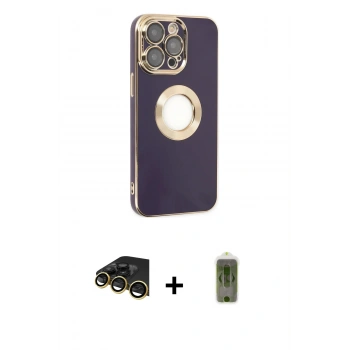 MARSİLYAN™- iPhone 14 Pro Kılıf İz Form Serisi - Siyah Joko Magic 5D Hayalet Cam + Raze Metal Kamera Lens - GD