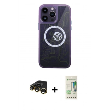 MARSİLYAN™- iPhone 14 Pro Kılıf İz Form - Siyah 20D Premium Cam Ekran Koruyucu + Raze Metal Kamera Lens - GD