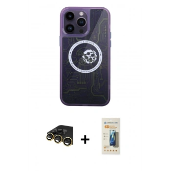 MARSİLYAN™- iPhone 14 Pro Kılıf İz Form - Siyah 6D Mat Seramik Hayalet Nano Ekran Koruyucu + Raze Metal Kamera Lens - GD