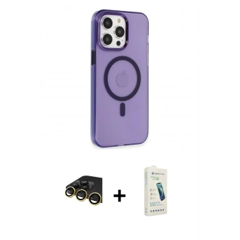 MARSİLYAN™- iPhone 14 Pro Kılıf Kıvılcım Asil Özel Seri - Şeffaf Pasifik Cam Ekran Koruyucu + Raze Metal Kamera Lens - GD