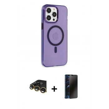 MARSİLYAN™- iPhone 14 Pro Kılıf Kıvılcım Asil Özel Seri - Siyah 3D Antistatik Hayalet Cam Ekran Koruyucu + Raze Metal Kamera Lens - GD