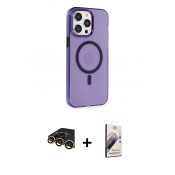 MARSİLYAN™- iPhone 14 Pro Kılıf Kıvılcım Asil Özel Seri - Siyah Bilvis 3D Mat Cam Ekran Koruyucu + Raze Metal Kamera Lens - GD