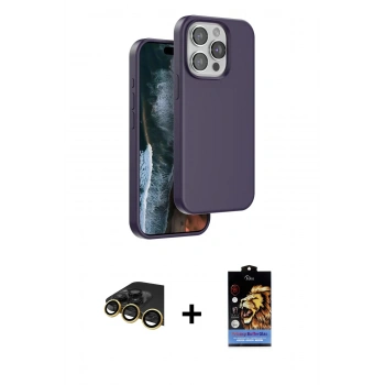MARSİLYAN™- iPhone 14 Pro Kılıf Kıvılcım Çizgi Serisi - Siyah Buffer Hayalet Cam Ekran Koruyucu + Raze Metal Kamera Lens - GD