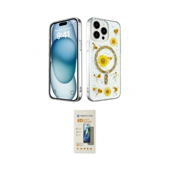 MARSİLYAN™- iPhone 14 Pro Kılıf Kozmos Doku - Siyah 6D Mat Seramik Hayalet Nano Ekran Koruyucu