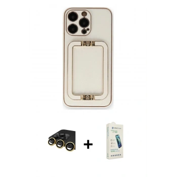 MARSİLYAN™- iPhone 14 Pro Kılıf Kozmos Minimal Prime - Şeffaf Pasifik Cam Ekran Koruyucu + Raze Metal Kamera Lens - GD