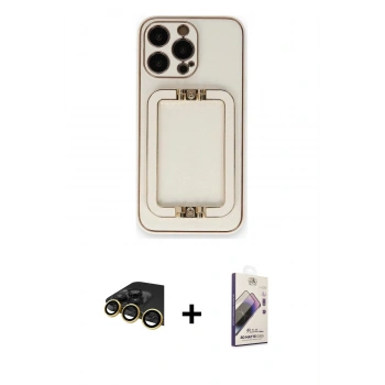 MARSİLYAN™- iPhone 14 Pro Kılıf Kozmos Minimal Prime - Siyah Bilvis 3D Mat Cam Ekran Koruyucu + Raze Metal Kamera Lens - GD