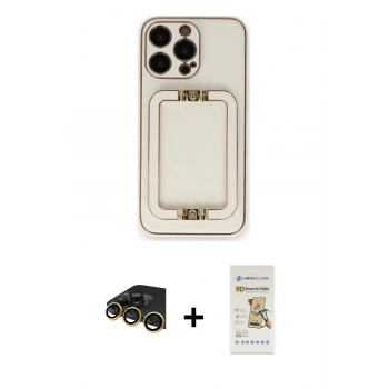 MARSİLYAN™- iPhone 14 Pro Kılıf Kozmos Minimal Prime - Siyah Mat Seramik Nano Ekran Koruyucu + Raze Metal Kamera Lens - GD