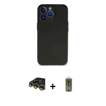 MARSİLYAN™- iPhone 14 Pro Kılıf Kozmos Yansıma Özel Seri - Siyah Joko Magic 5D Hayalet Cam + Raze Metal Kamera Lens - GD