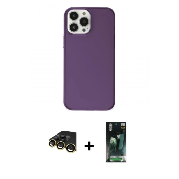 MARSİLYAN™- iPhone 14 Pro Kılıf Kutup Doku Koleksiyonu - Siyah 360 Mat Full Body Arka Koruyucu + Raze Metal Kamera Lens - GD