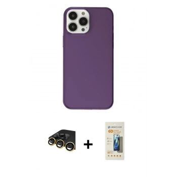 MARSİLYAN™- iPhone 14 Pro Kılıf Kutup Doku Koleksiyonu - Siyah 6D Mat Seramik Hayalet Nano Ekran Koruyucu + Raze Metal Kamera Lens - GD
