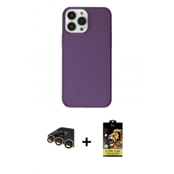MARSİLYAN™- iPhone 14 Pro Kılıf Kutup Doku Koleksiyonu - Siyah Buffer Cam Ekran Koruyucu + Raze Metal Kamera Lens - GD