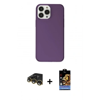 MARSİLYAN™- iPhone 14 Pro Kılıf Kutup Doku Koleksiyonu - Siyah Buffer Hayalet Cam Ekran Koruyucu + Raze Metal Kamera Lens - GD