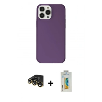 MARSİLYAN™- iPhone 14 Pro Kılıf Kutup Doku Koleksiyonu - Siyah Polymer Nano Ekran Koruyucu + Raze Metal Kamera Lens - GD