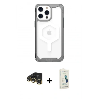 MARSİLYAN™- iPhone 14 Pro Kılıf Kutup Doku Prime - Şeffaf Pasifik Cam Ekran Koruyucu + Raze Metal Kamera Lens - GD