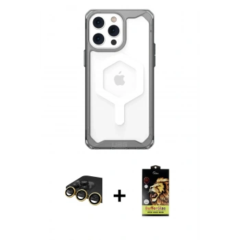 MARSİLYAN™- iPhone 14 Pro Kılıf Kutup Doku Prime - Siyah Buffer Cam Ekran Koruyucu + Raze Metal Kamera Lens - GD