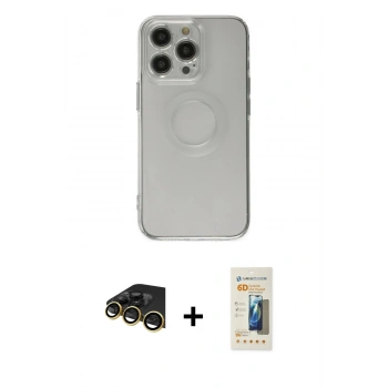 MARSİLYAN™- iPhone 14 Pro Kılıf Kutup Klasik - Siyah 6D Mat Seramik Hayalet Nano Ekran Koruyucu + Raze Metal Kamera Lens - GD