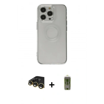 MARSİLYAN™- iPhone 14 Pro Kılıf Kutup Klasik - Siyah Joko Magic 5D Hayalet Cam + Raze Metal Kamera Lens - GD