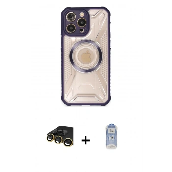 MARSİLYAN™- iPhone 14 Pro Kılıf Kutup Modern - Siyah Joko Magic 5D Cam + Raze Metal Kamera Lens - GD