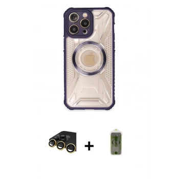 MARSİLYAN™- iPhone 14 Pro Kılıf Kutup Modern - Siyah Joko Magic 5D Hayalet Cam + Raze Metal Kamera Lens - GD