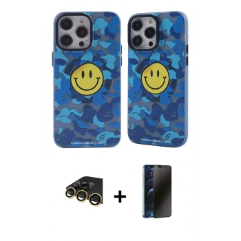 MARSİLYAN™- iPhone 14 Pro Kılıf Nova Doku Koleksiyonu - Siyah 3D Antistatik Hayalet Cam Ekran Koruyucu + Raze Metal Kamera Lens - GD