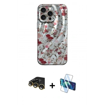 MARSİLYAN™- iPhone 14 Pro Kılıf Nova Doku Prime - Siyah 3D Antistatik Cam Ekran Koruyucu + Raze Metal Kamera Lens - GD