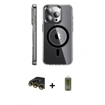 MARSİLYAN™- iPhone 14 Pro Kılıf Nova Doku - Siyah Joko Magic 5D Hayalet Cam + Raze Metal Kamera Lens - GD