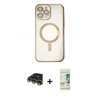 MARSİLYAN™- iPhone 14 Pro Kılıf Nova Işık Özel Seri - Siyah 20D Premium Cam Ekran Koruyucu + Raze Metal Kamera Lens - GD