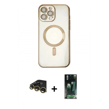MARSİLYAN™- iPhone 14 Pro Kılıf Nova Işık Özel Seri - Siyah 360 Mat Full Body Arka Koruyucu + Raze Metal Kamera Lens - GD