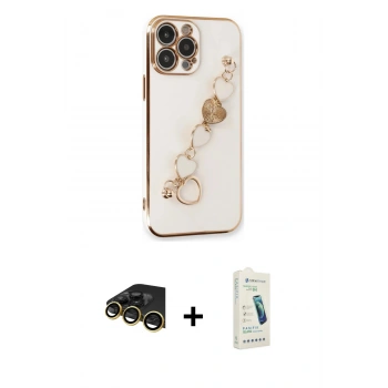 MARSİLYAN™- iPhone 14 Pro Kılıf Nova Işık Prime - Şeffaf Pasifik Cam Ekran Koruyucu + Raze Metal Kamera Lens - GD