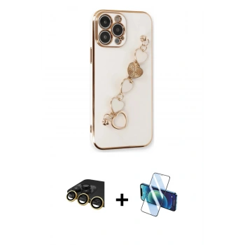 MARSİLYAN™- iPhone 14 Pro Kılıf Nova Işık Prime - Siyah 3D Antistatik Cam Ekran Koruyucu + Raze Metal Kamera Lens - GD