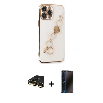 MARSİLYAN™- iPhone 14 Pro Kılıf Nova Işık Prime - Siyah 3D Antistatik Hayalet Cam Ekran Koruyucu + Raze Metal Kamera Lens - GD