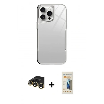 MARSİLYAN™- iPhone 14 Pro Kılıf Odak Doku - Siyah 6D Mat Seramik Hayalet Nano Ekran Koruyucu + Raze Metal Kamera Lens - GD