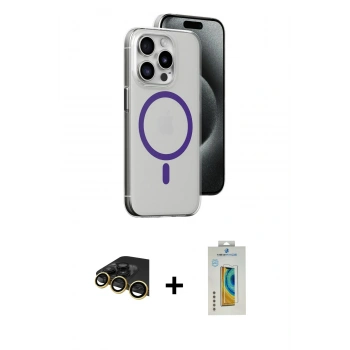 MARSİLYAN™- iPhone 14 Pro Kılıf Odak Form Özel Seri - Siyah Polymer Nano Ekran Koruyucu + Raze Metal Kamera Lens - GD